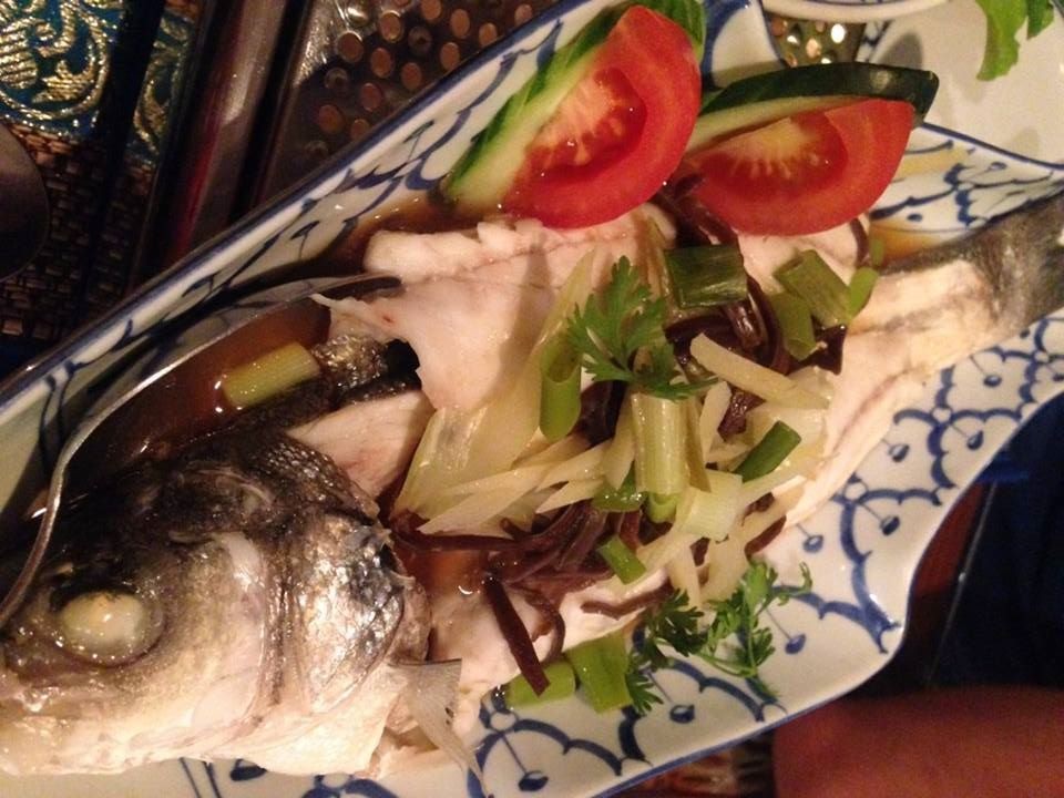 Pla Neung See-Iew (Steamed Whole Sea Bass)