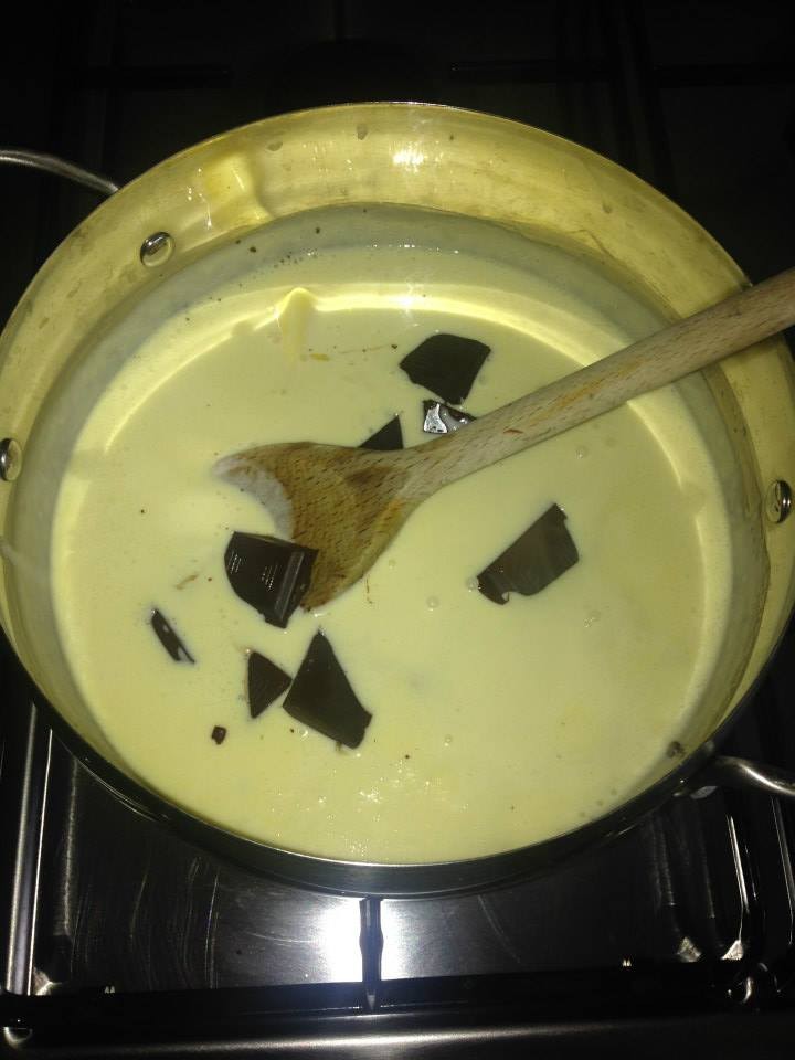 Stir in the chocolate and butter