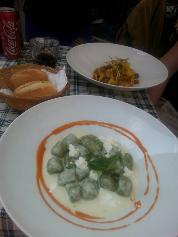 One of our favourite meals - basil and spinach gnocchi with a buffalo mozarella fondue